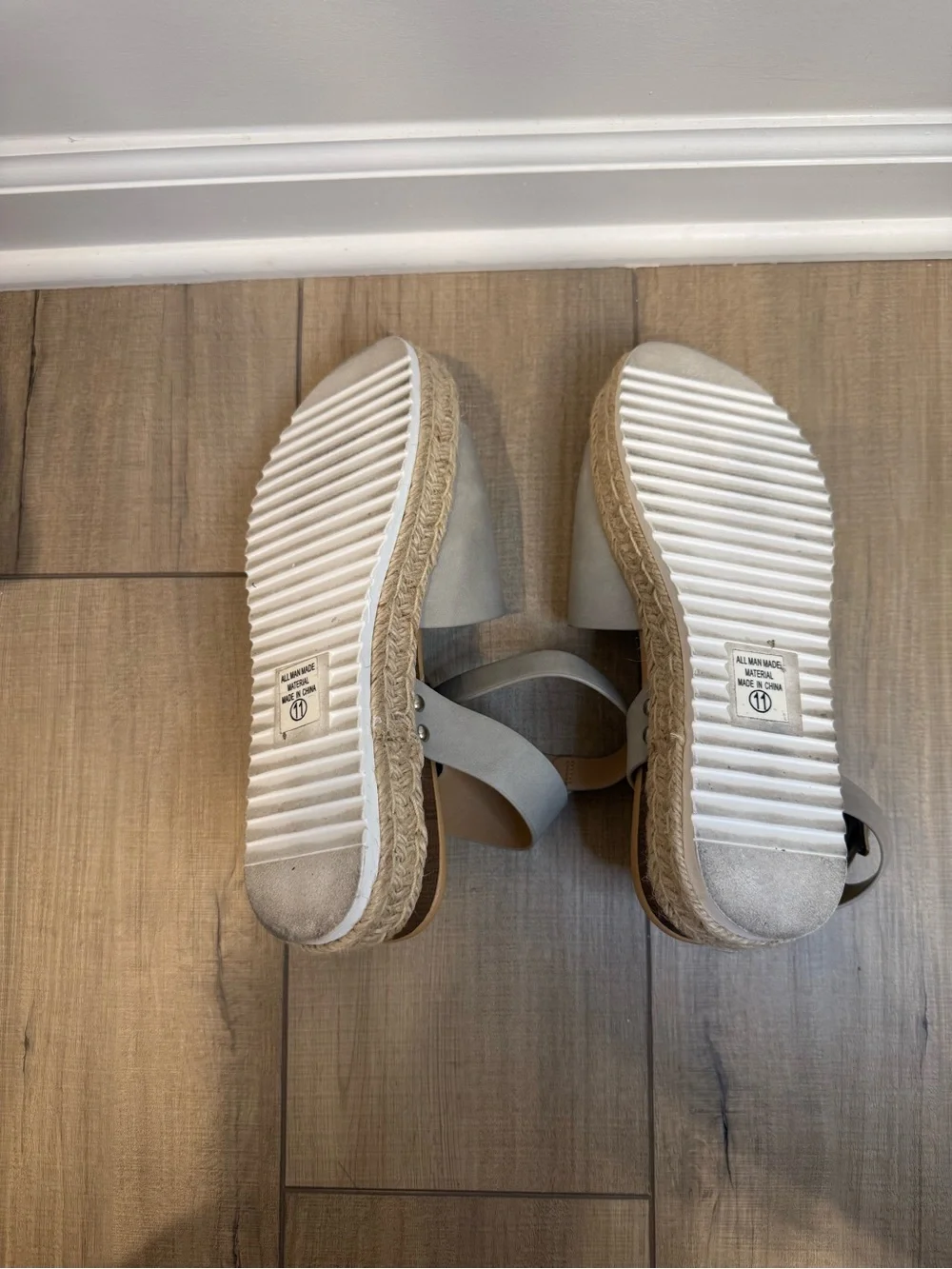 Soda Light Gray Espadrille Flatform Sandals